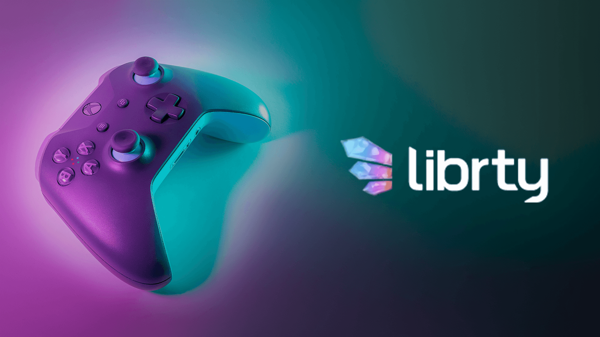 Librty Network logo with gaming elements, representing their blockchain gaming platform