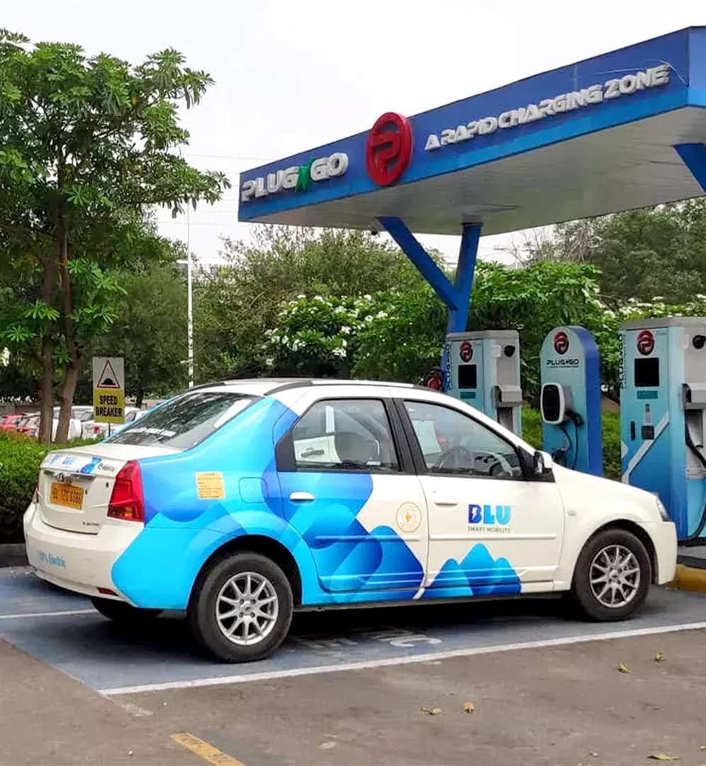 BluSmart electric car and charging station