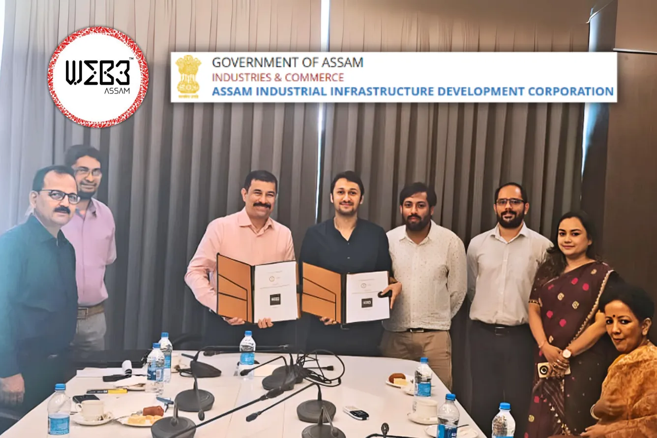 Web3Assam co-founders and AIIDC MD signing MoU to boost Assam's tech ecosystem