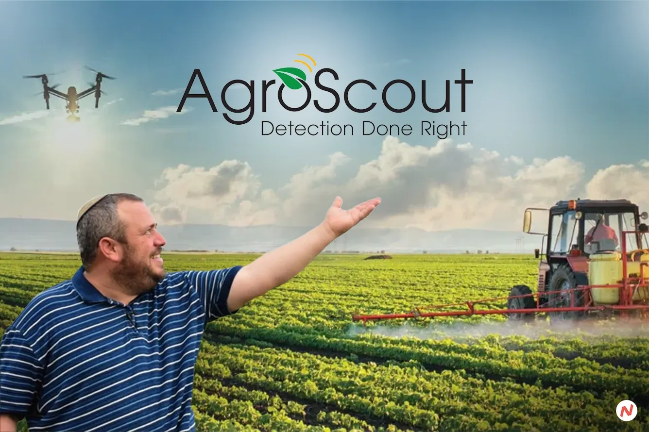 AgroScout's drone technology monitoring crops in a field