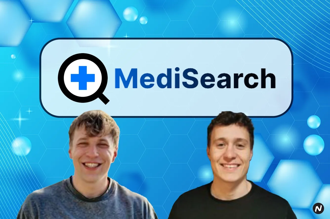 MediSearch app logo with a magnifying glass over a medical symbol
