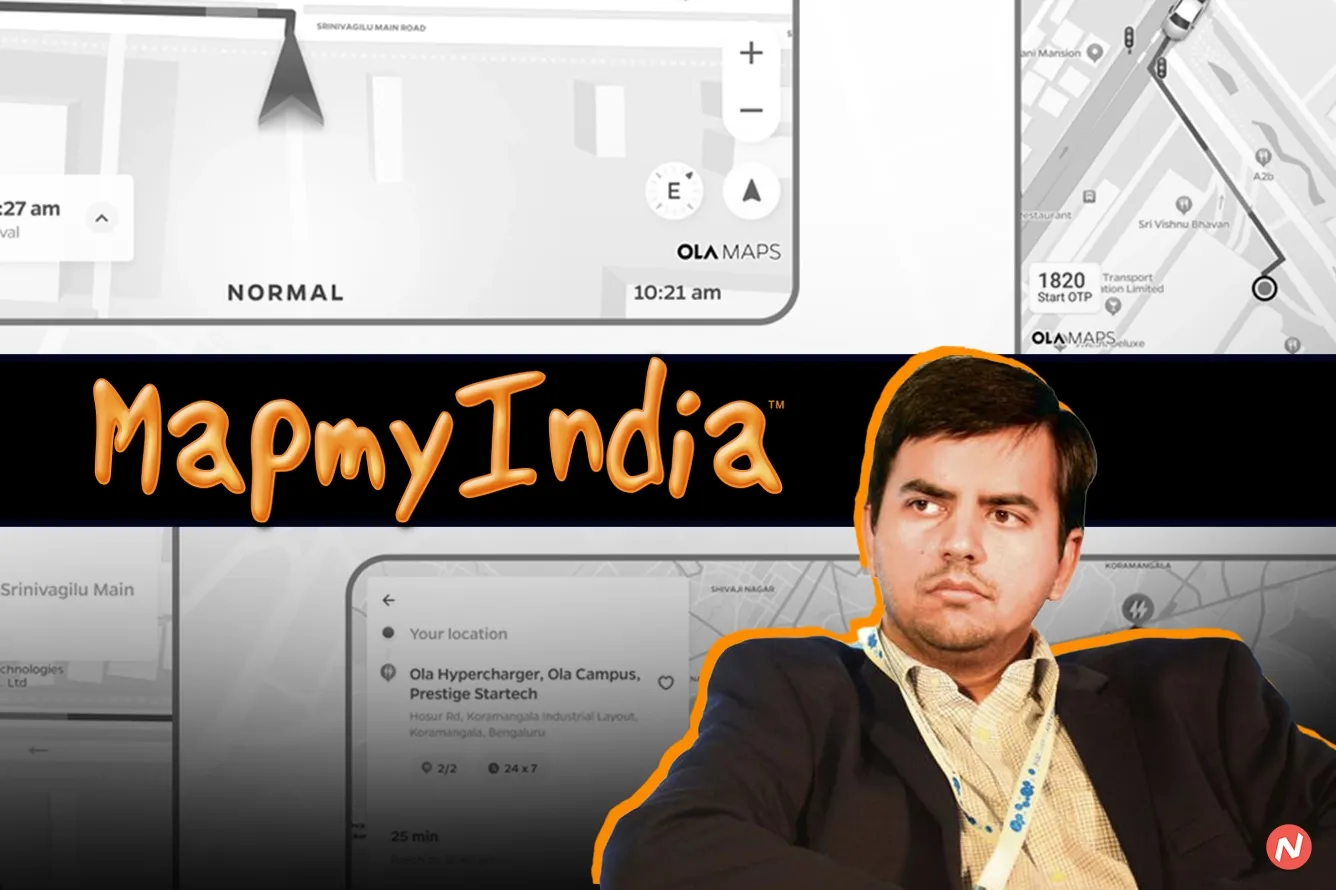 MapMyIndia logo versus Ola Electric logo, legal notice dispute over Ola Maps data theft allegations