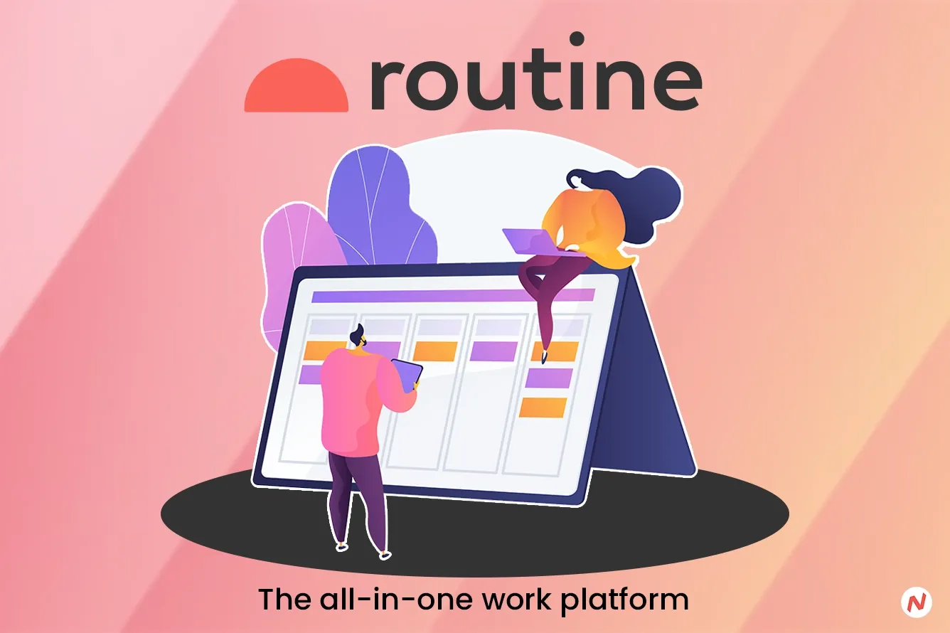 Routine app interface showing integrated task, note, and calendar management for productivity.