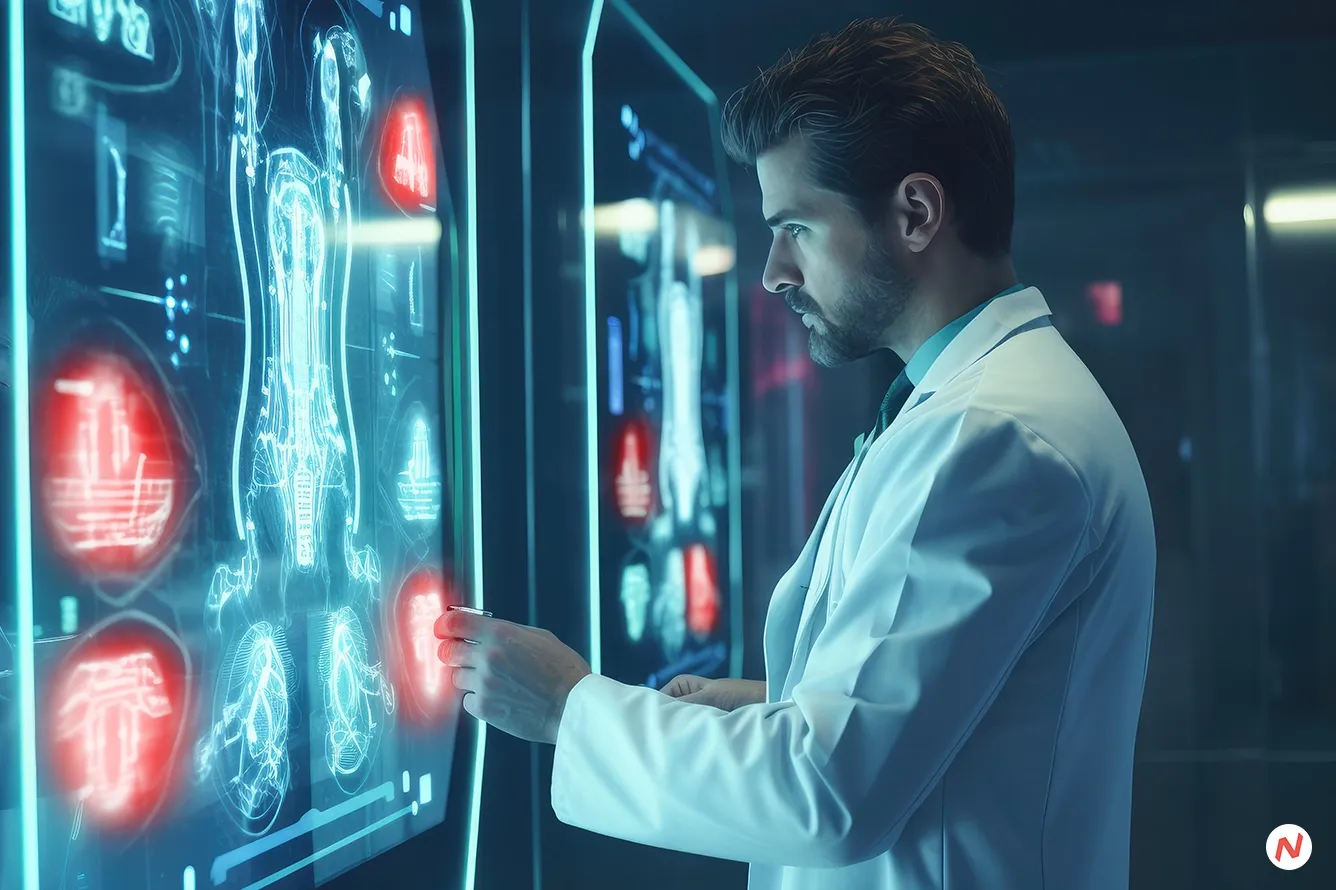 Artificial intelligence and genetic disease diagnosis concept, NIH study on large language models and patient health data