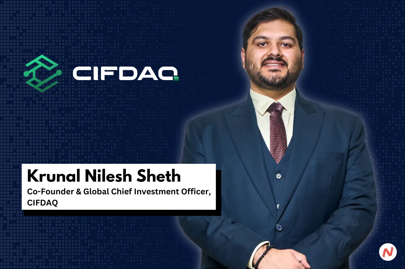 CIFDAQ logo with text announcing Krunal Sheth's appointment as Co-Founder and Global CIO