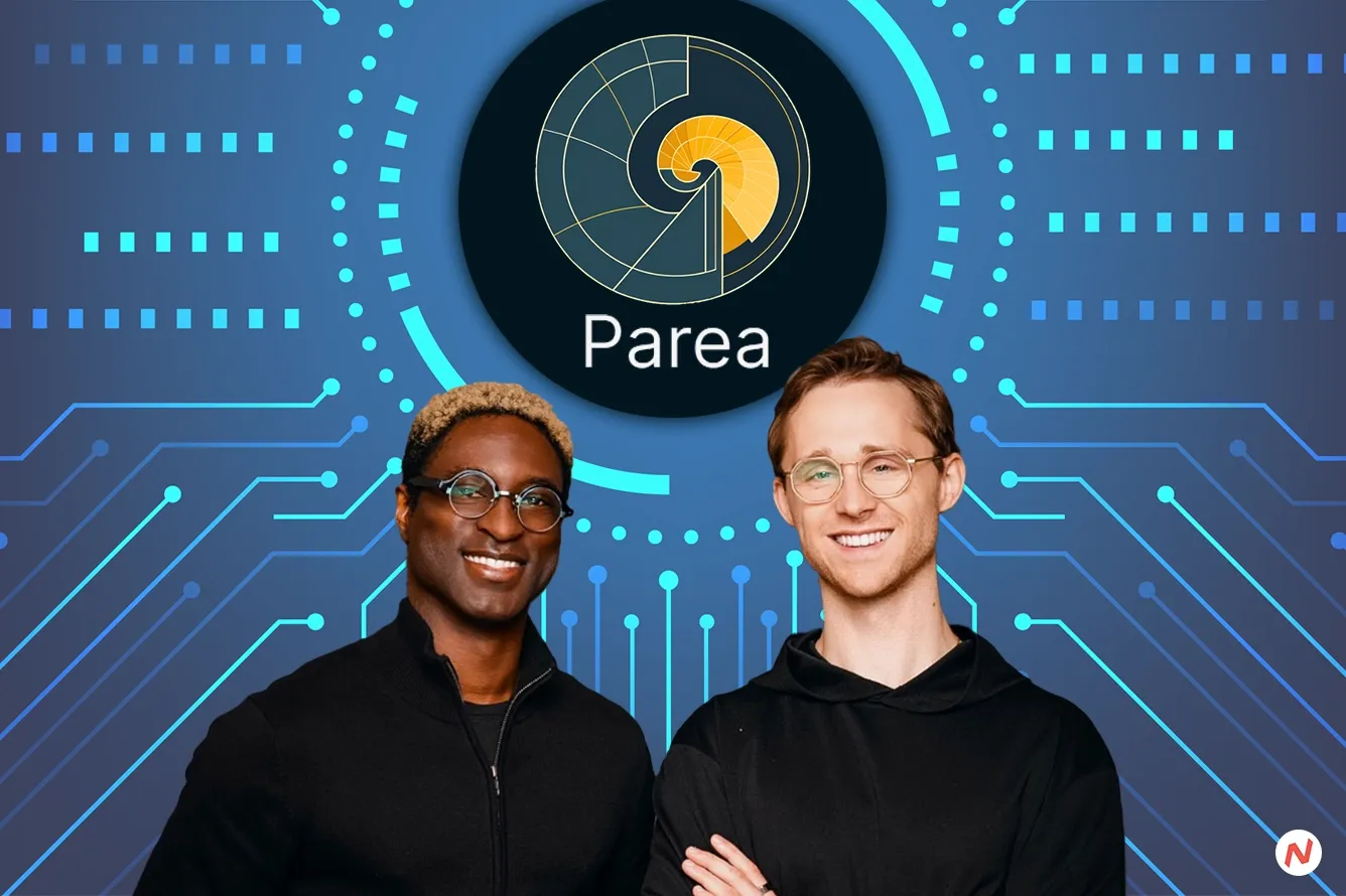 Parea AI co-founders Joel Alexander and Joschka Braun with the company logo, representing the LLM development platform
