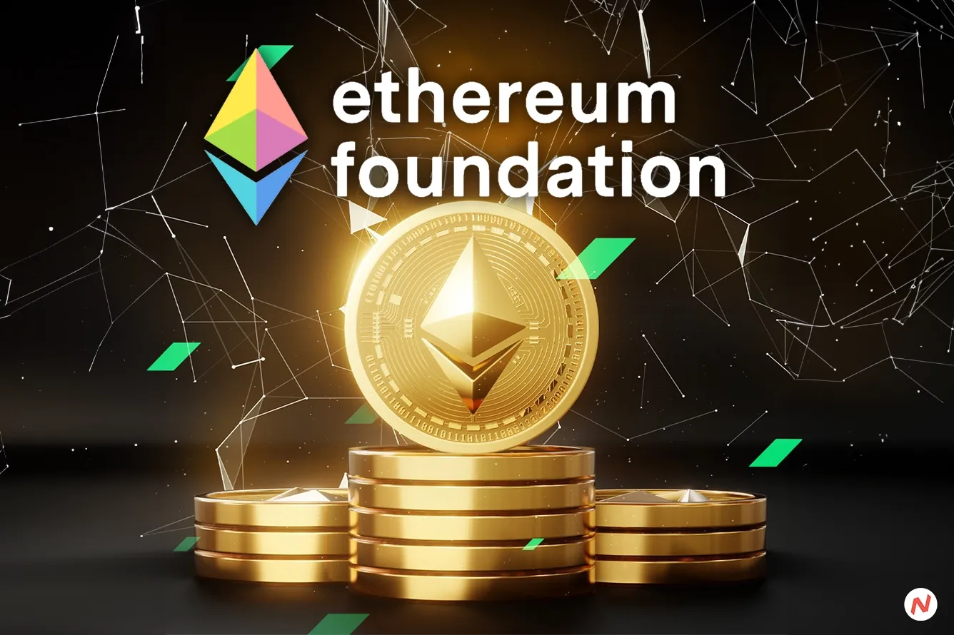 Ethereum Foundation logo and ETH token graphic representing the foundation's recent sell-offs