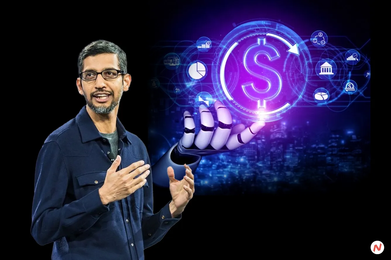 Google CEO Sundar Pichai speaking at the UN Summit of the Future in New York, announcing a $120 million Global AI Opportunity