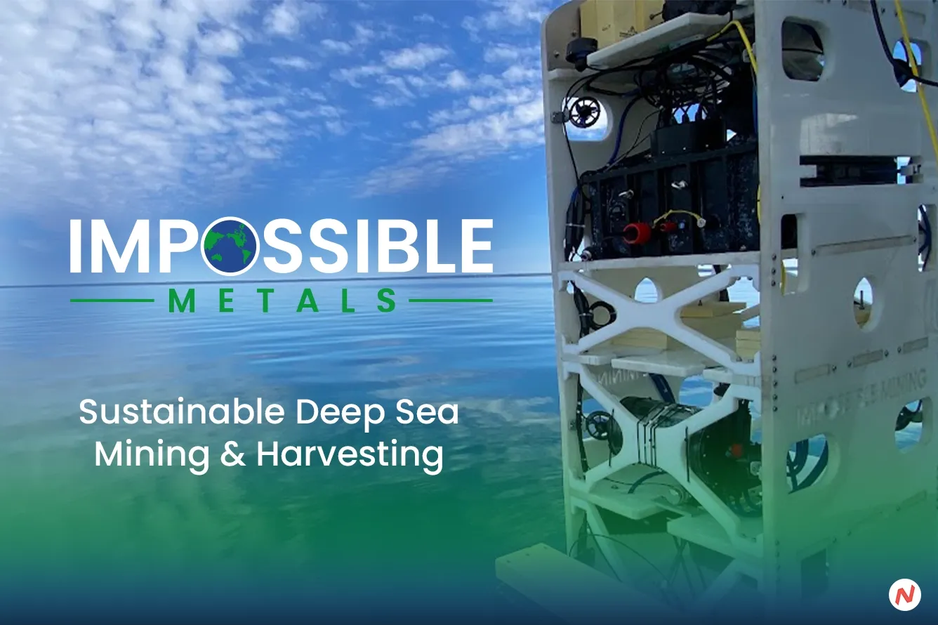 Impossible Metals autonomous underwater vehicle collecting polymetallic nodules from the seabed for sustainable battery metal