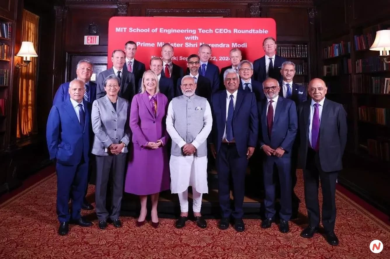 Indian PM Narendra Modi meeting with top US tech CEOs in New York to discuss semiconductor collaboration and innovation in In