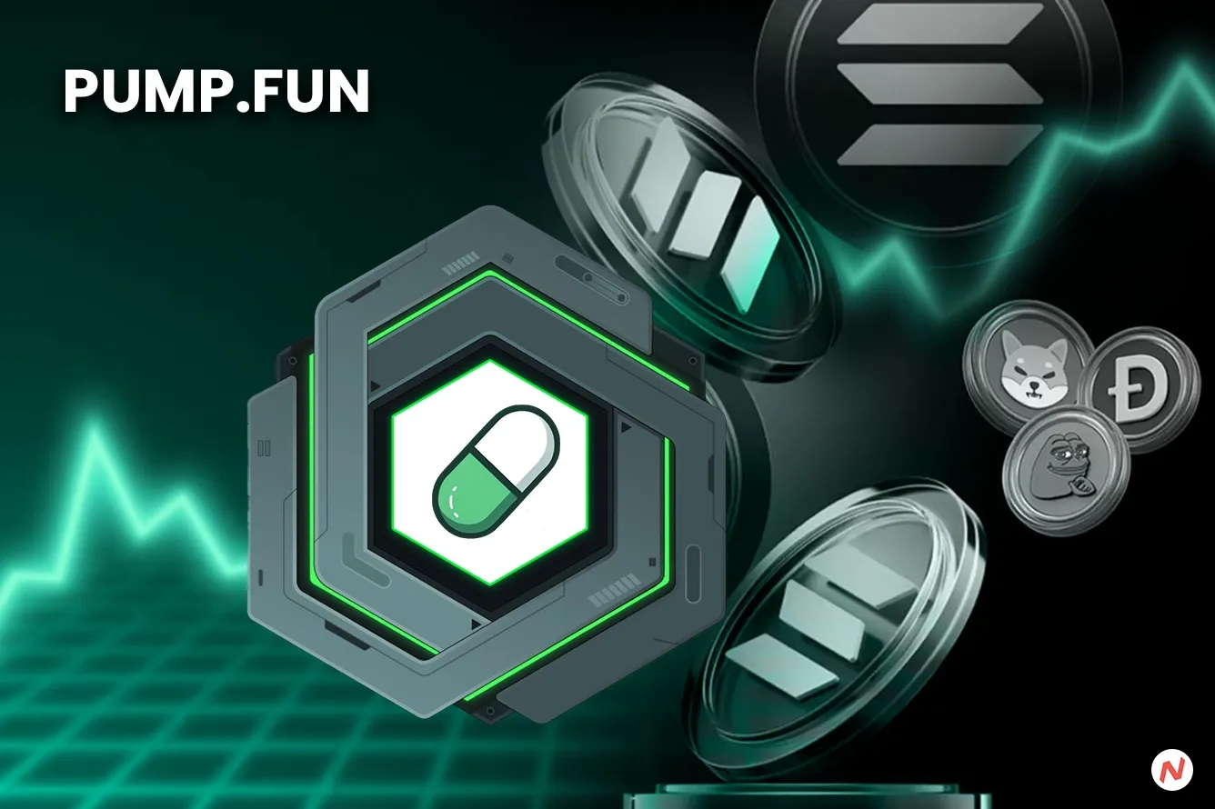 Pump.fun solana memecoin launchpad logo and revenue chart