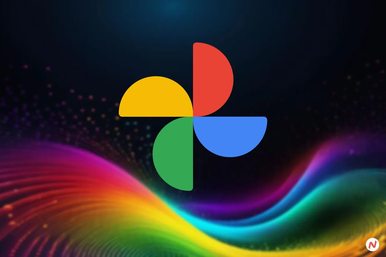 Google Photos app logo, with concept of AI image detection and 'ai_info' tag icon