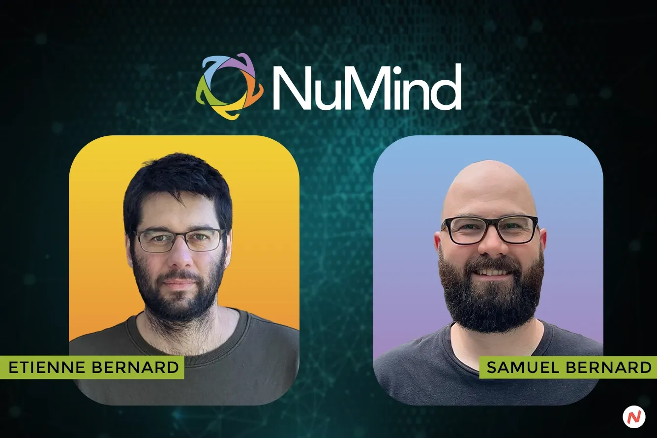 NuMind logo and its AI-powered natural language processing platform interface