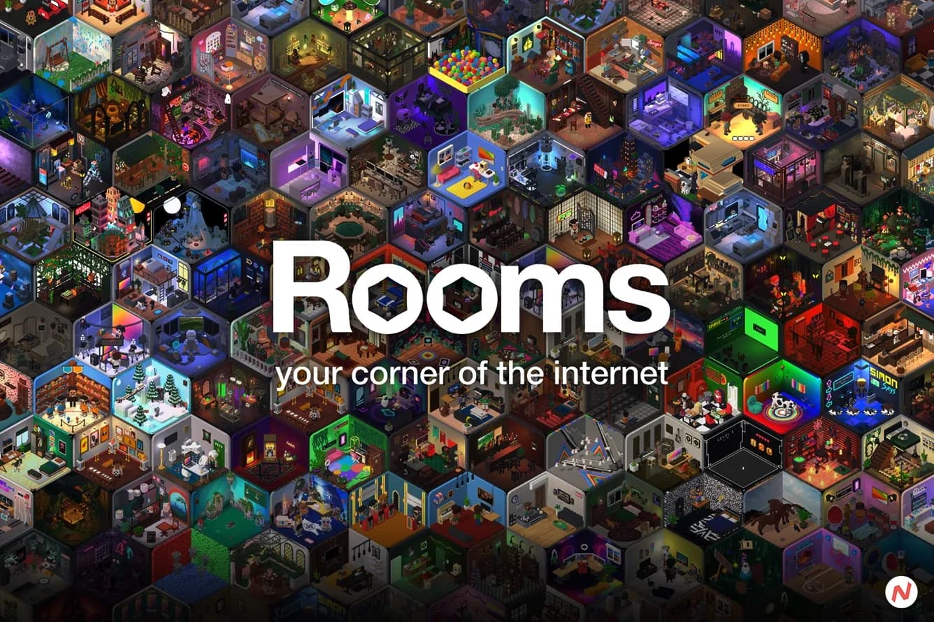 Rooms 3D design app logo and interface, showing user-created digital spaces, after Google investment milestone