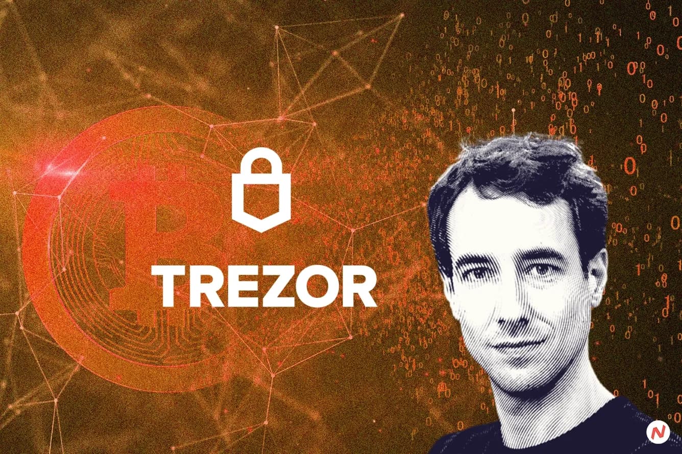 Trezor hardware wallet, the Safe 5 Freedom Edition, emphasizing Bitcoin self-custody and financial sovereignty