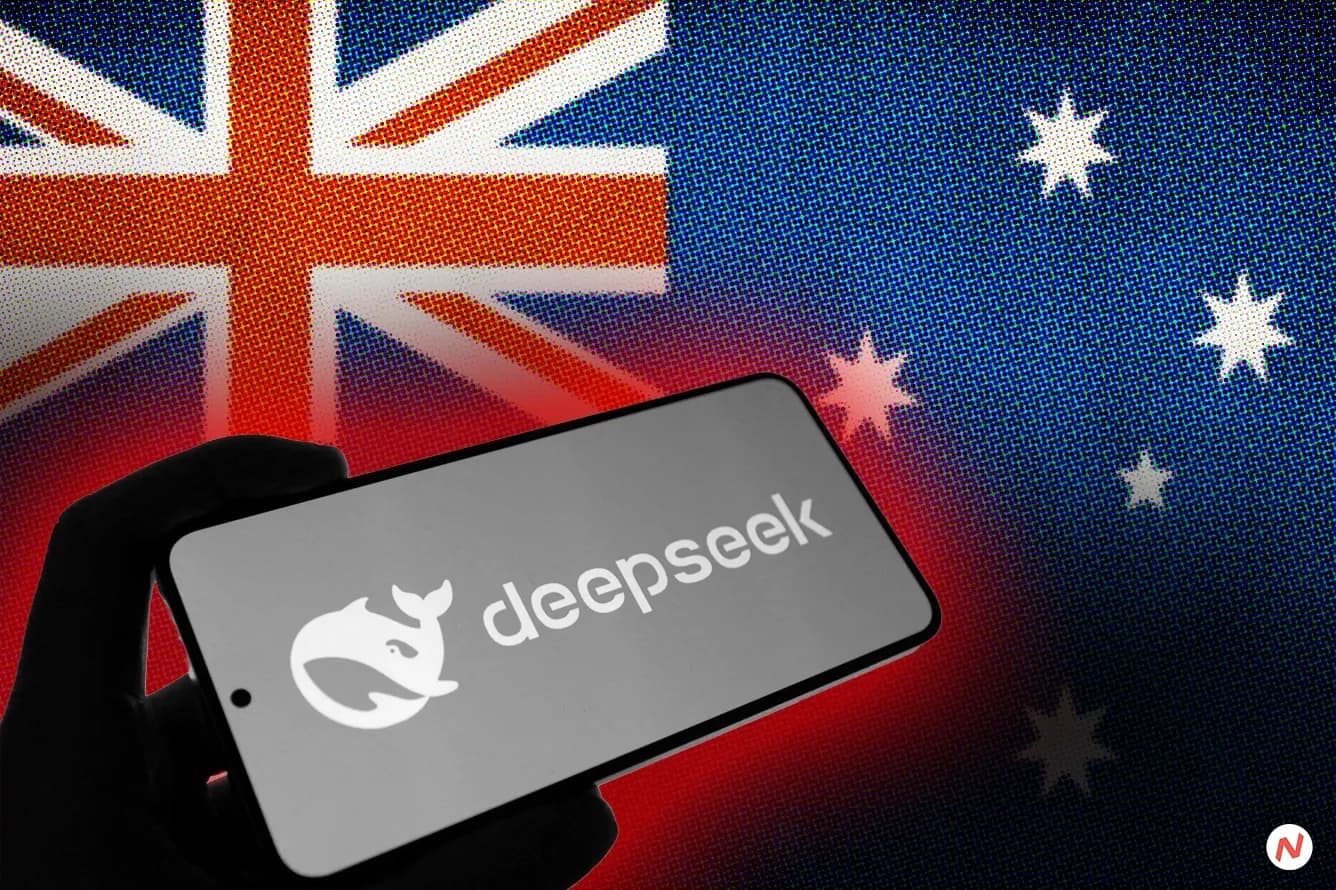DeepSeek AI logo; Australia banned the Chinese startup from government devices over national security concerns