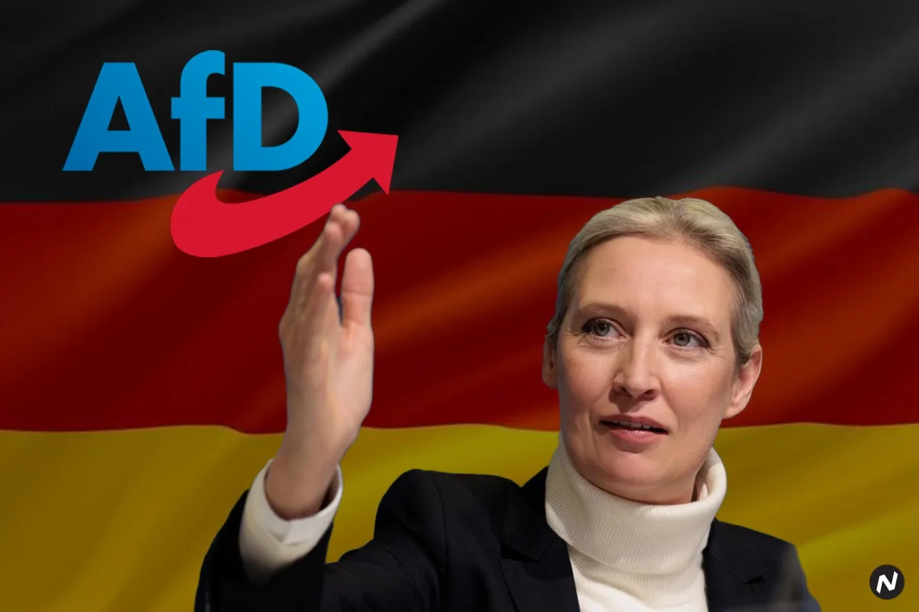 Alice Weidel, co-leader of Germany's far-right AfD party, speaking at an election event.