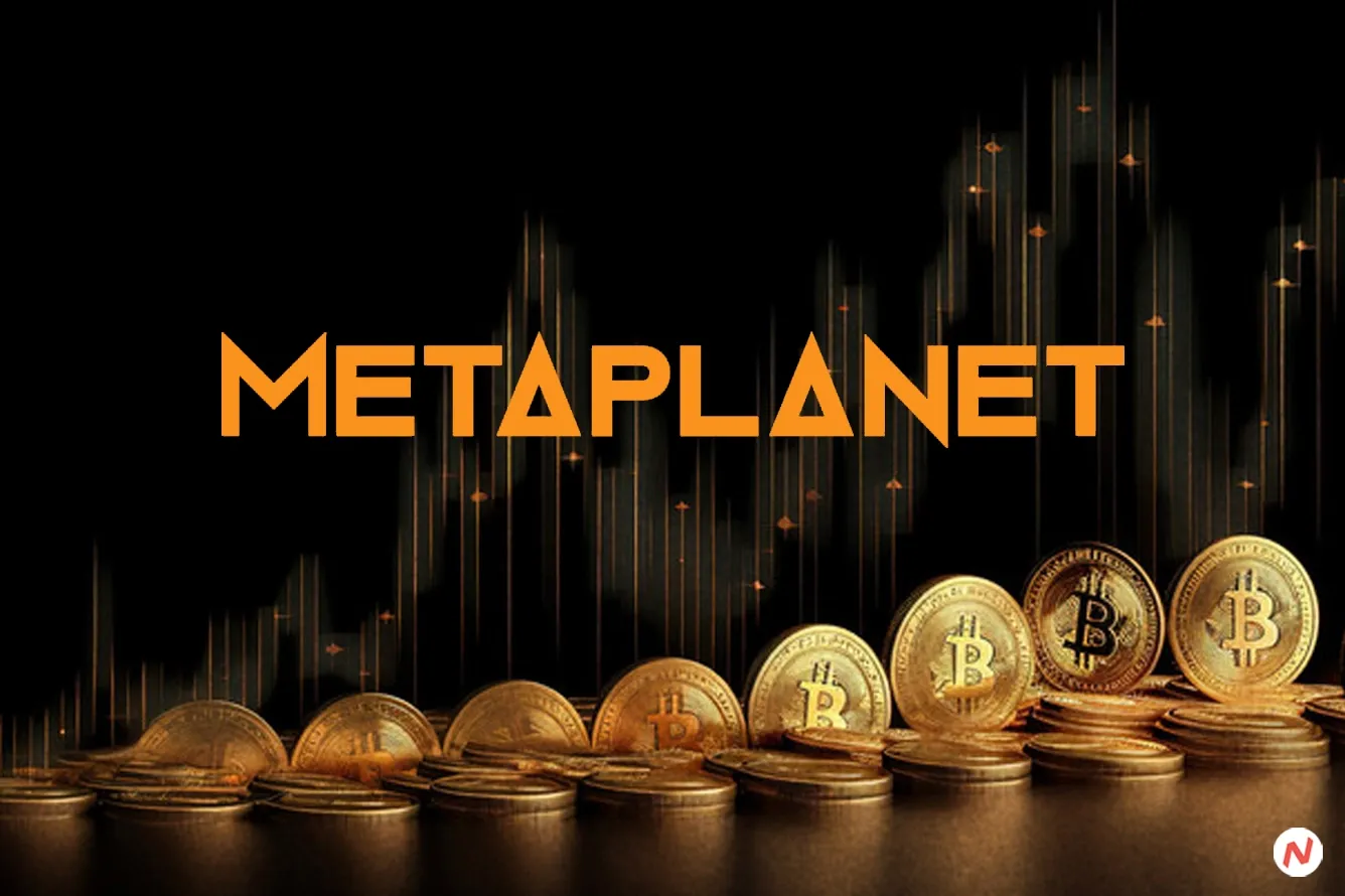 Metaplanet CEO Simon Gerovich with Bitcoin imagery, representing the company's $36M unrealized gain and 21,000 BTC target