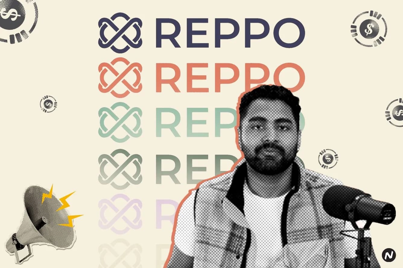 Reppo Labs logo and funding announcement for $2.2 million AI data access platform
