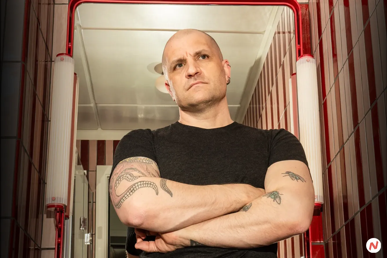 China Miéville, author of Perdido Street Station and The City & The City, photographed for interview