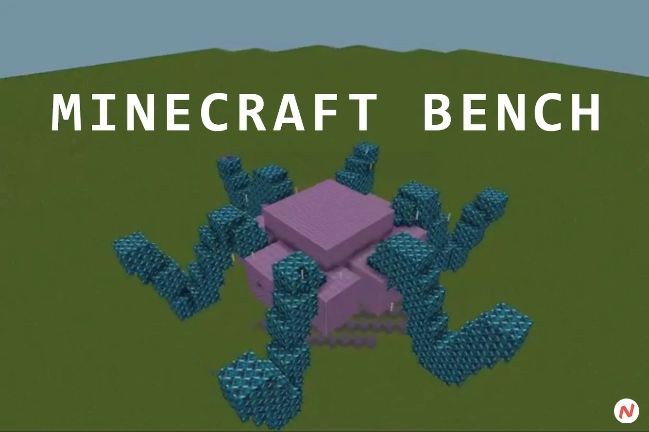 Minecraft Benchmark website comparing AI-generated builds with human voting interface