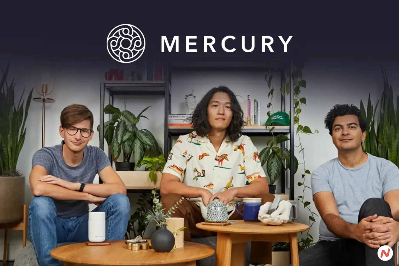 Mercury digital banking startup logo — raised $300M Series C, valuation $3.5B