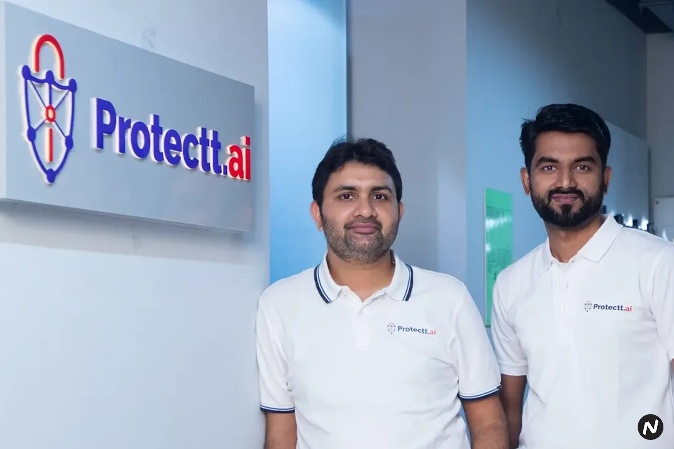 Protectt.ai logo and mobile cybersecurity illustration for Series A funding announcement