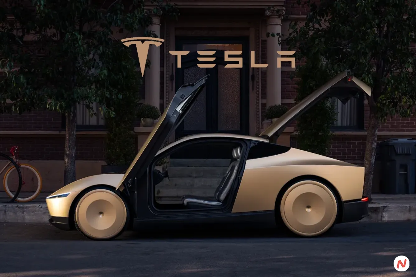 Tesla vehicles parked outside a building, representing its new California transport permit for human-driven services