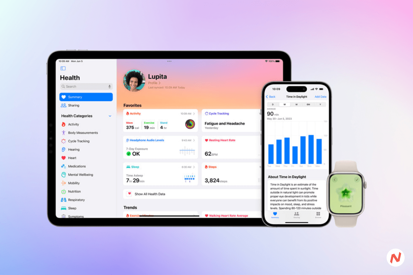 Apple Health app on iPhone showing AI-powered health data and personalized recommendations