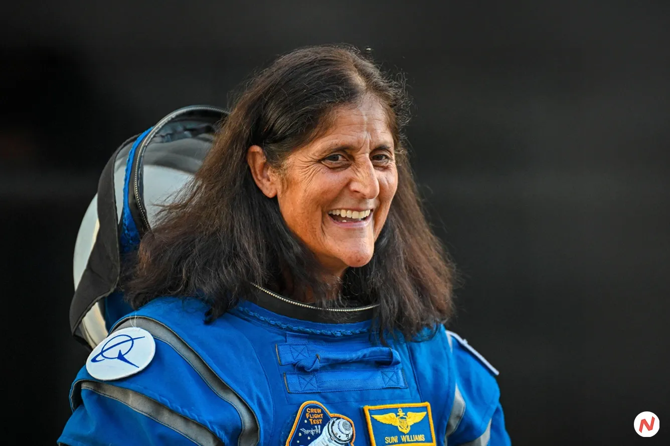 NASA astronaut Sunita Williams at a press conference, describing India's beauty from the International Space Station.