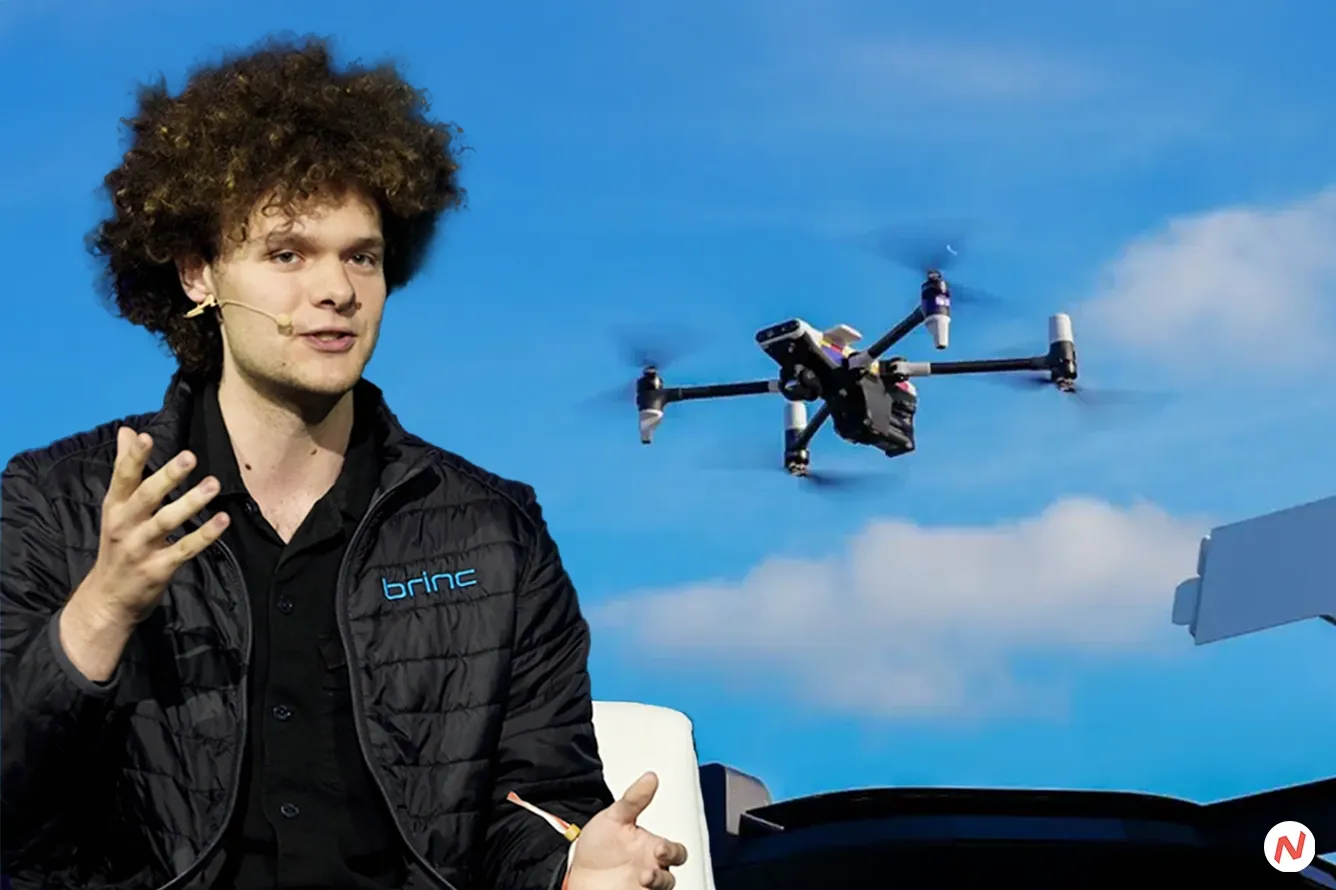 Brinc Drones CEO Blake Resnick and the company's Lemur 2 drone for public safety agencies