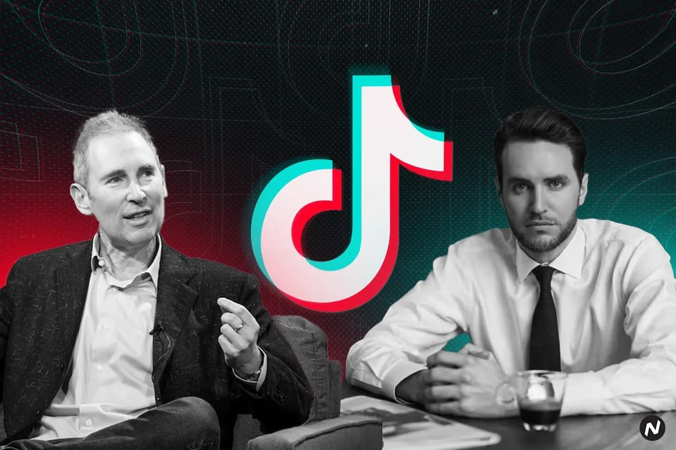 Illustration of TikTok logo with Amazon and OnlyFans logos in background