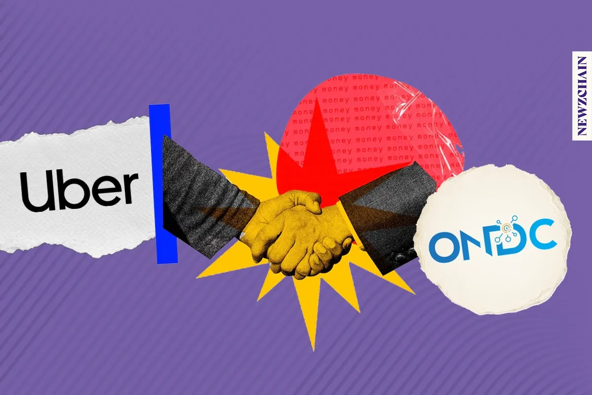 Uber ride-hailing app logo on a smartphone representing its B2B logistics expansion via ONDC partnership in India