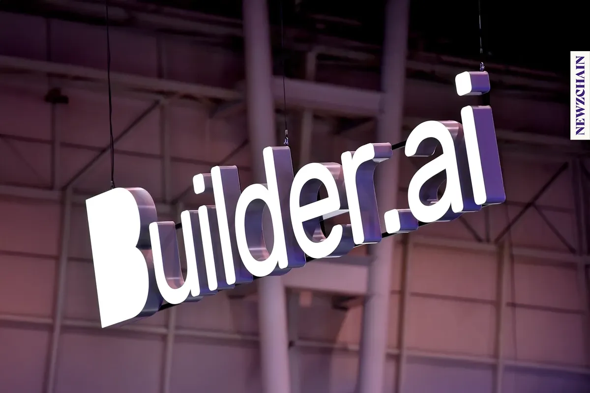 Builder.ai logo, the London startup that collapsed after its AI platform was revealed to be powered by 700 human engineers in