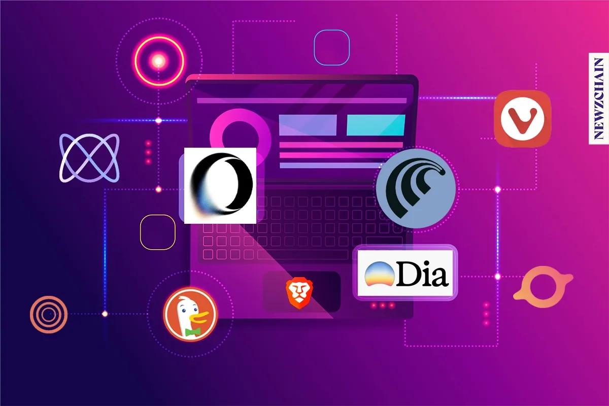 Collage of browser logos including Brave, Opera, DuckDuckGo, and Ladybird representing 2025 alternatives to Chrome and Safari