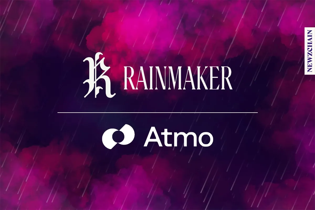 Rainmaker cloud-seeding drone and Atmo AI weather forecasting partnership illustration
