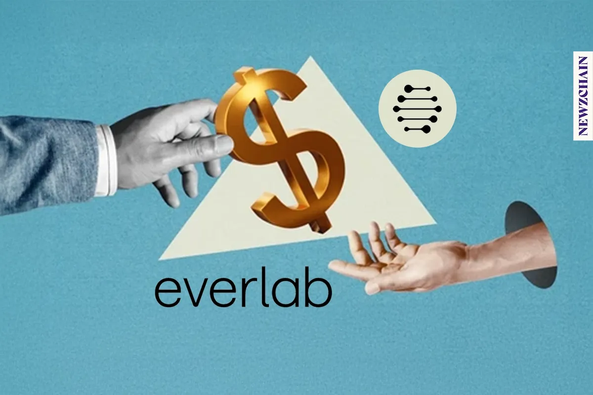 Everlab CEO Marc Hermann holds a tablet, with AI healthtech platform interface and clinic imagery in background