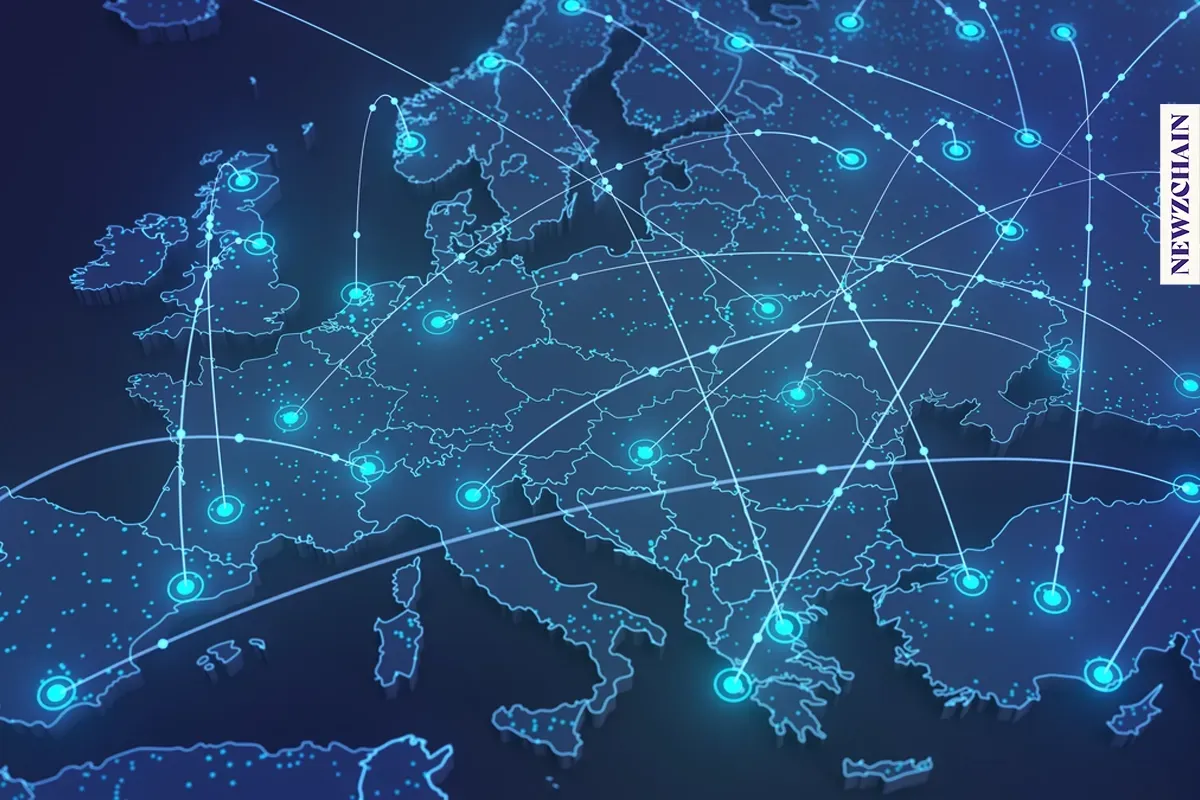 Illustration of Gitcoin and Gnosis logos representing European DAOs focused on public-good funding and blockchain innovation.