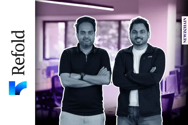 Refold AI logo or co-founders Jugal Anchalia and Abhishek Kumar with platform interface showing AI-powered integration automa