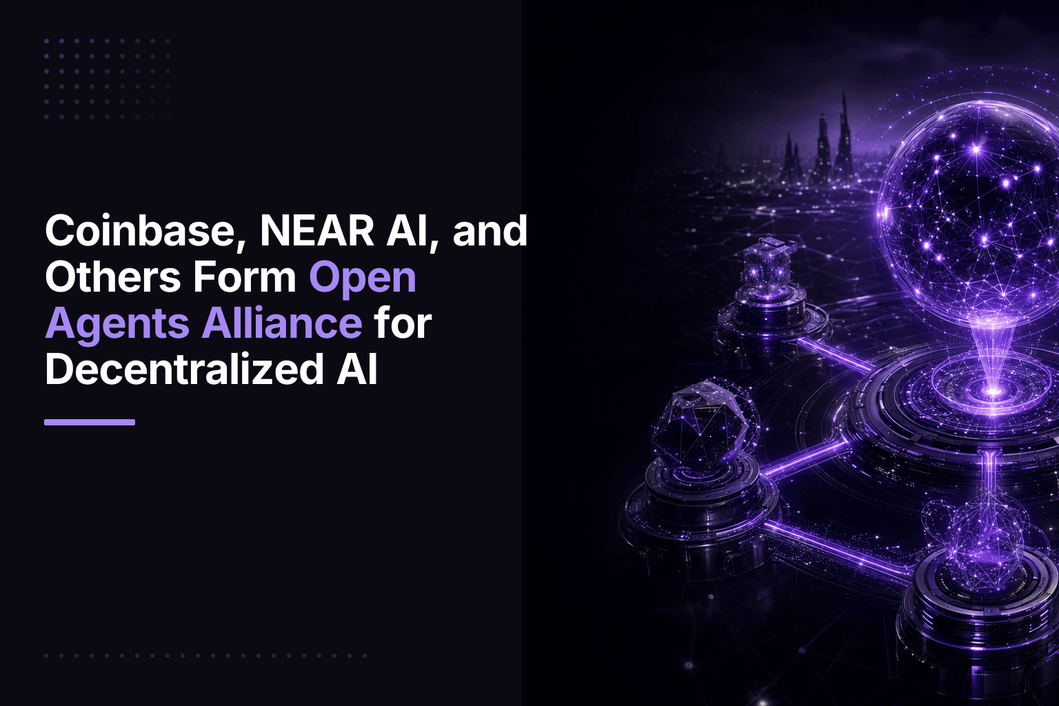Open Agents Alliance logo with logos of Coinbase and NEAR AI representing the decentralized AI initiative