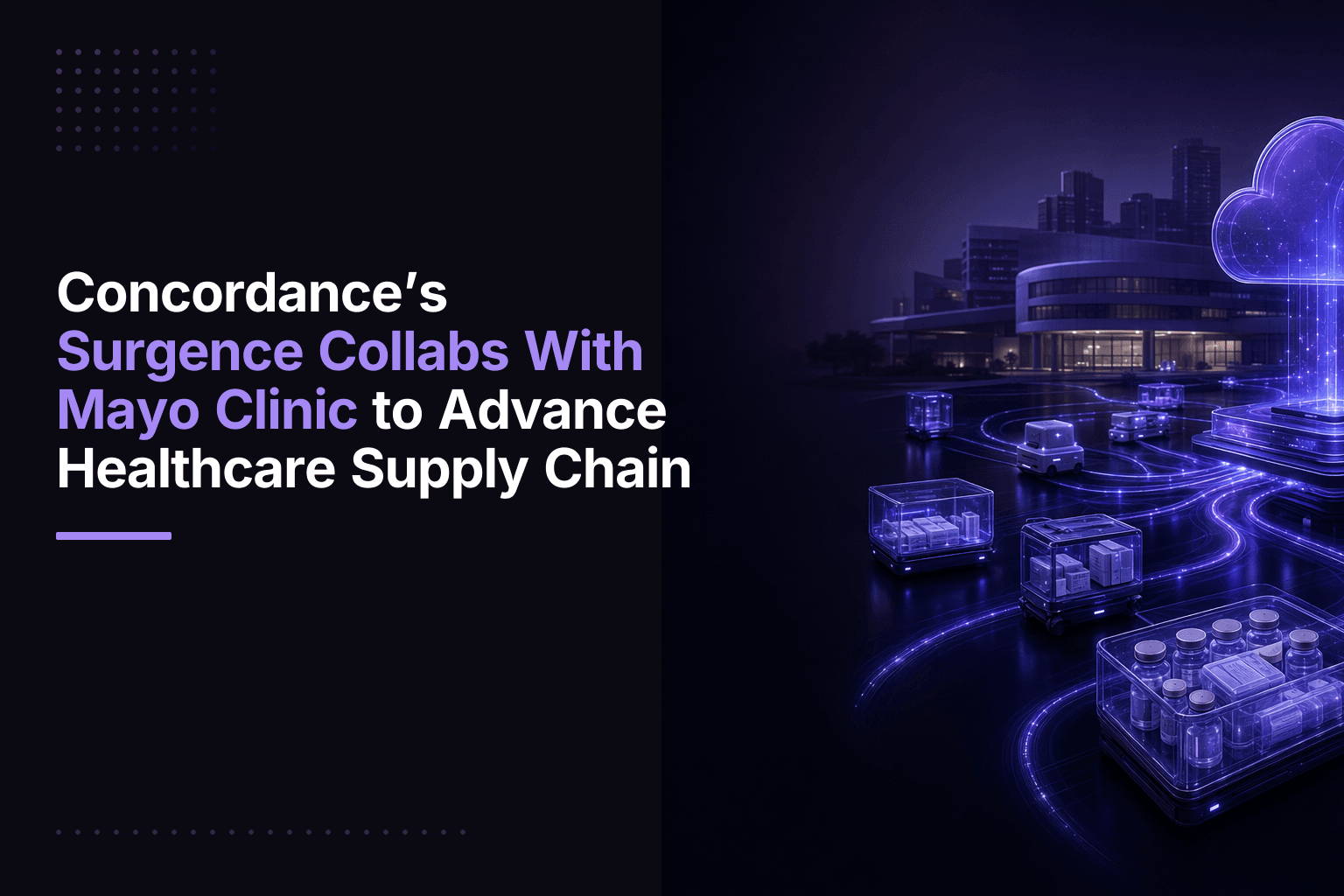 Concordance Healthcare Solutions logo and Surgence platform with Mayo Clinic collaboration for healthcare supply chain digita