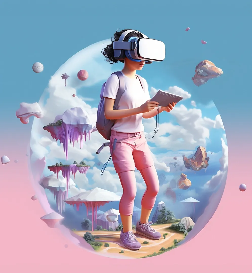 Headspace XR app on Meta Quest featuring guided practices by instructors in metaverse-style environments
