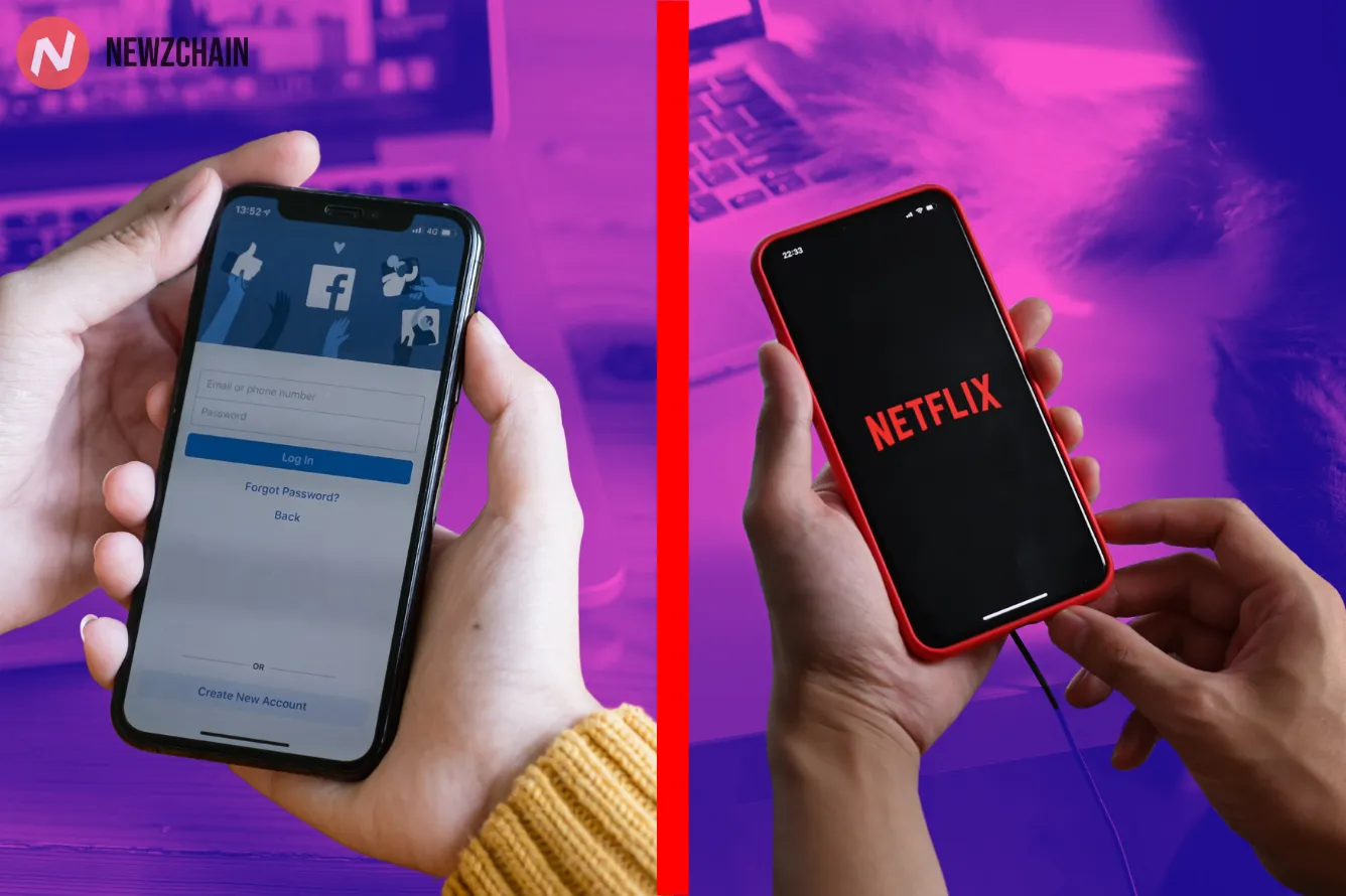 Facebook and Netflix logos side-by-side