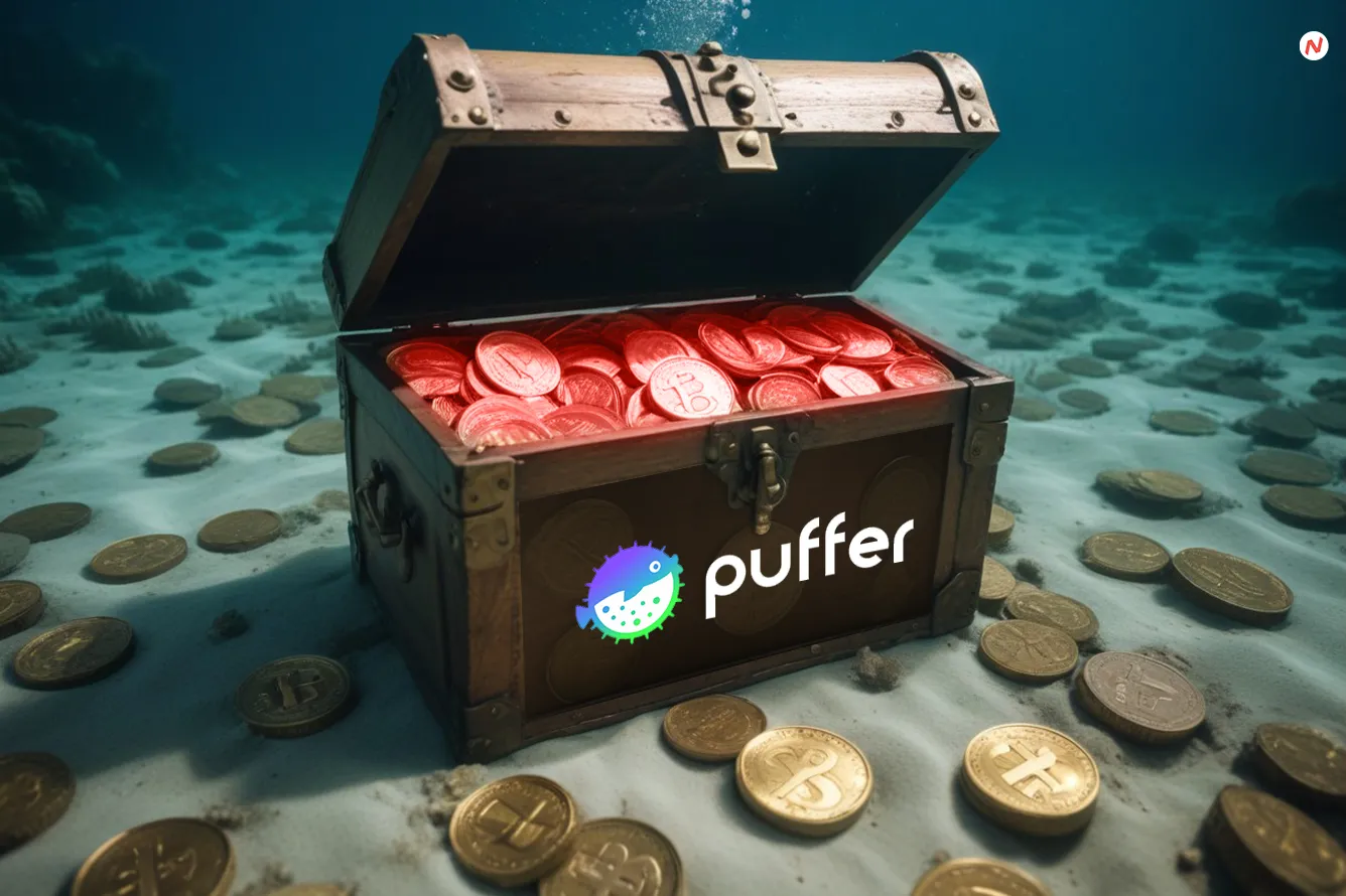 Puffer protocol logo and concept of liquid restaking with staking pools