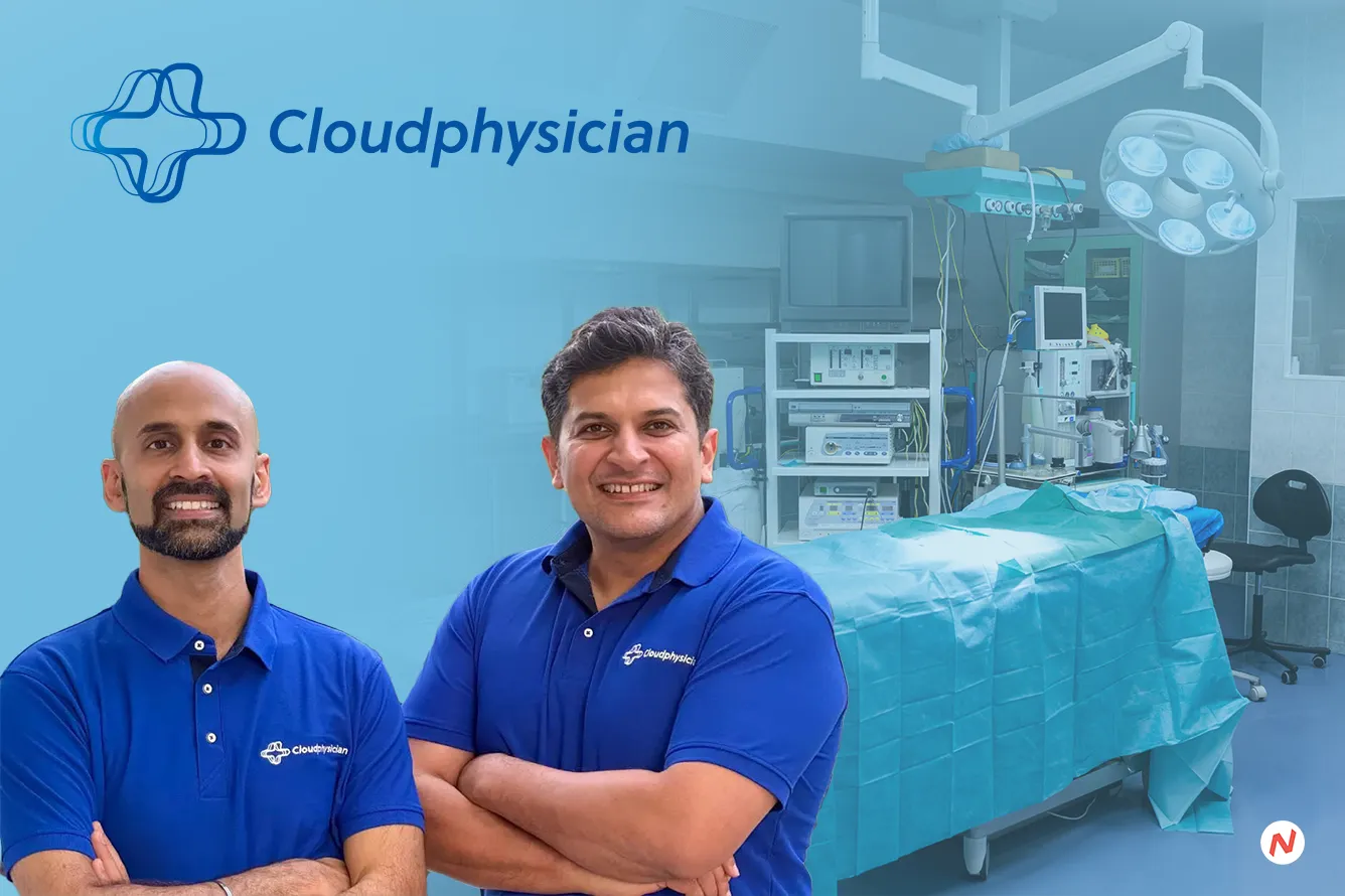 Cloudphysician co-founders Dhruv Joshi and Dileep Raman with AI platform Radar for ICU care
