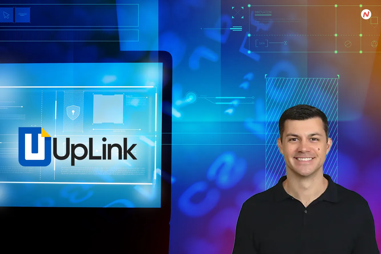 Uplink logo next to documents, representing document management.