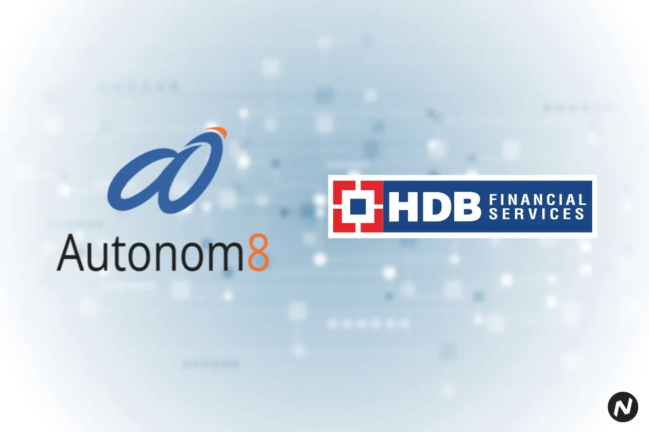 Autonom8 and HDB Financial Services logo partnership announcement for low-code loan automation