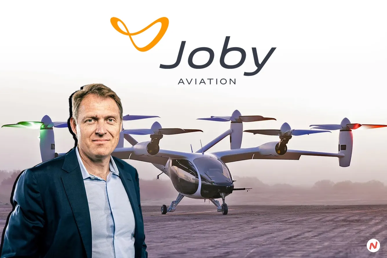 Joby Aviation's eVTOL aircraft in flight, showcasing electric vertical takeoff and landing for urban air mobility