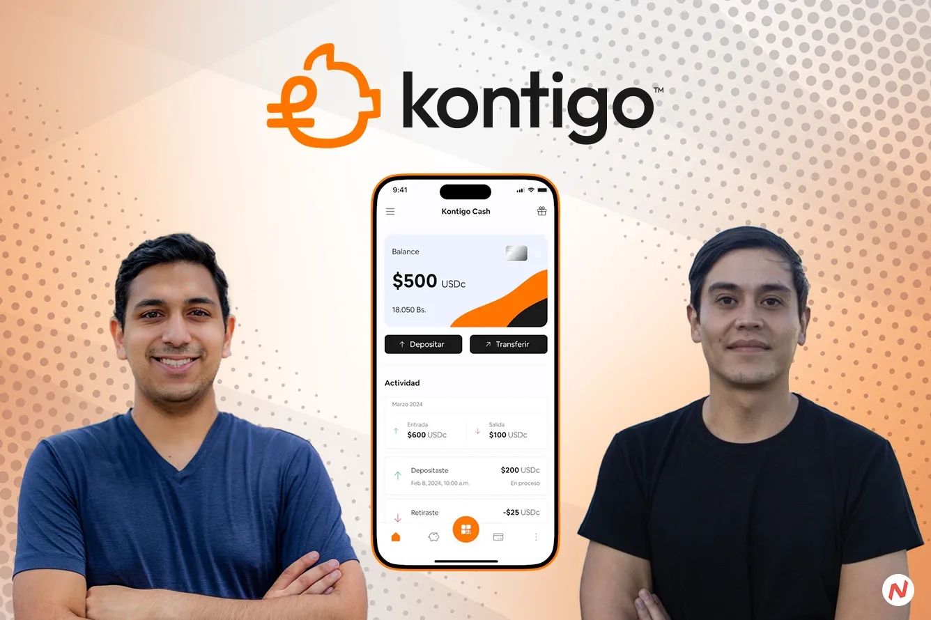 Kontigo decentralized wallet app for USDC transfers and 8% savings yield, serving Latinos in the US and Latin America