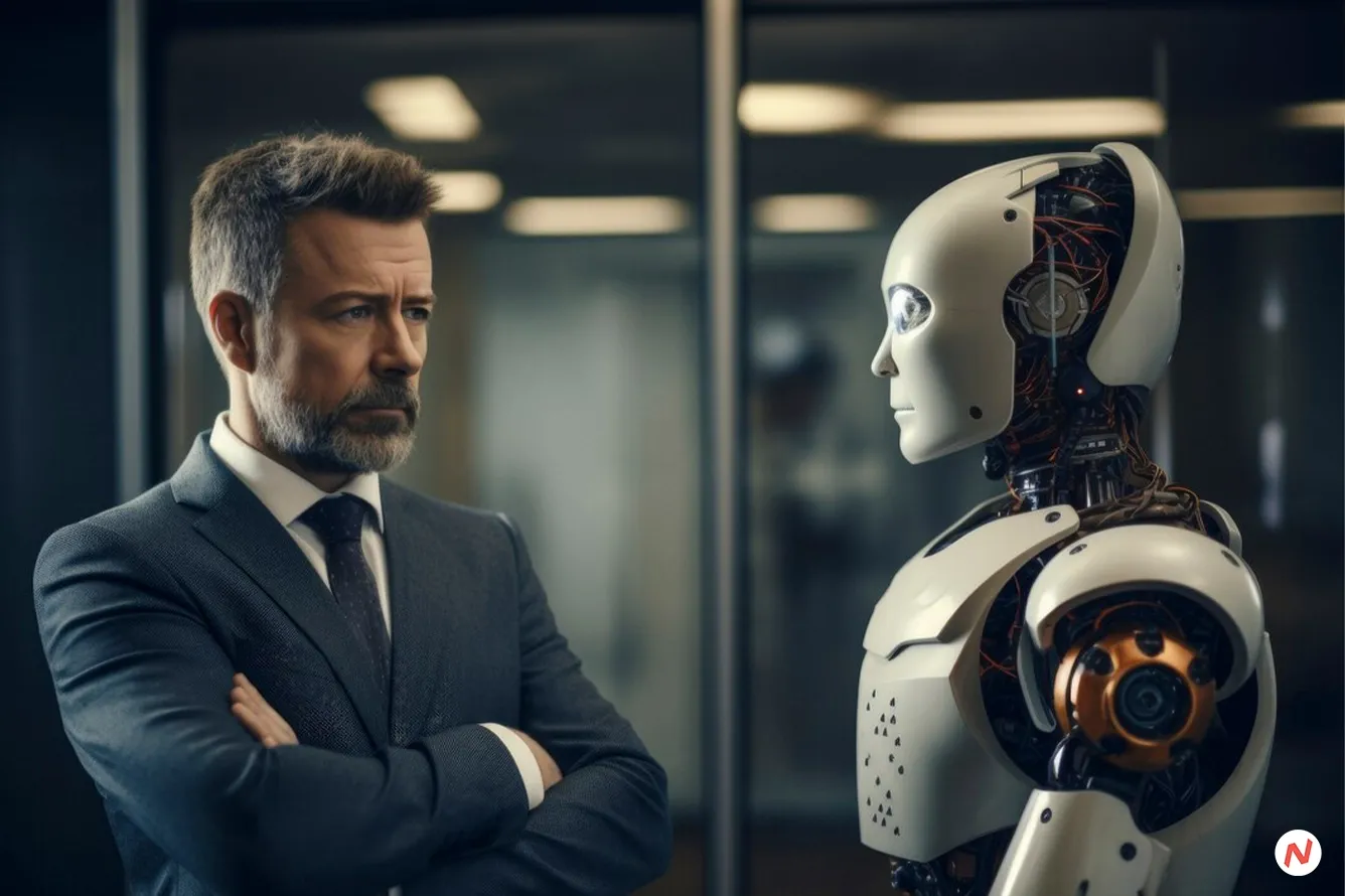 Illustration questioning if AI can replace human CEOs in corporate leadership